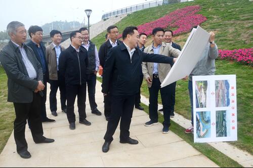 上饒市人大副主任、鄱陽縣縣委書記張禎祥蒞臨新昌南湖西河濕地公園項目