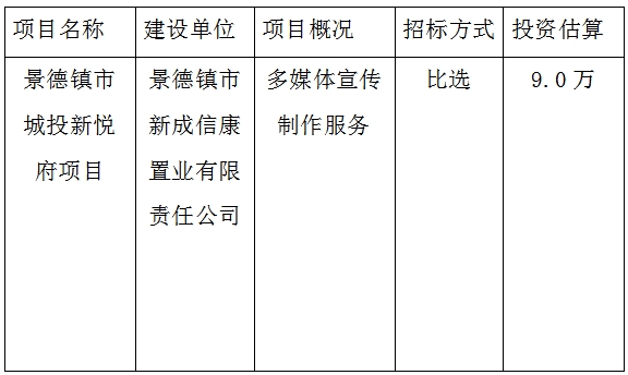 宣傳廣告、攝制招投標