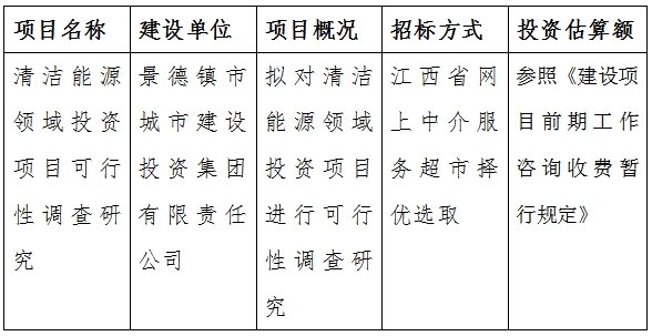 清潔能源領(lǐng)域投資項目可行性調(diào)查研究計劃公告