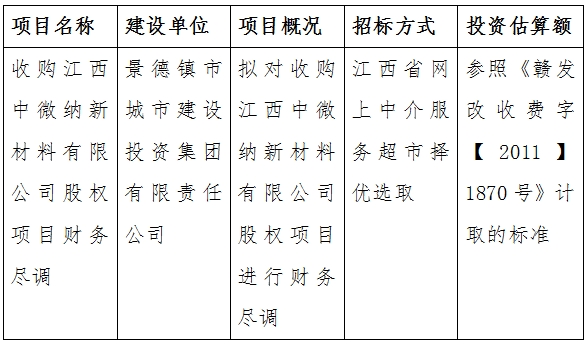 收購江西中微納新材料有限公司股權(quán)項(xiàng)目財務(wù)盡調(diào)計(jì)劃公告